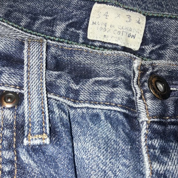 Vintage Jeans Bootcut Handcrafted All Cotton Classic Straight Leg Blue 34W 34L - Picture 7 of 15